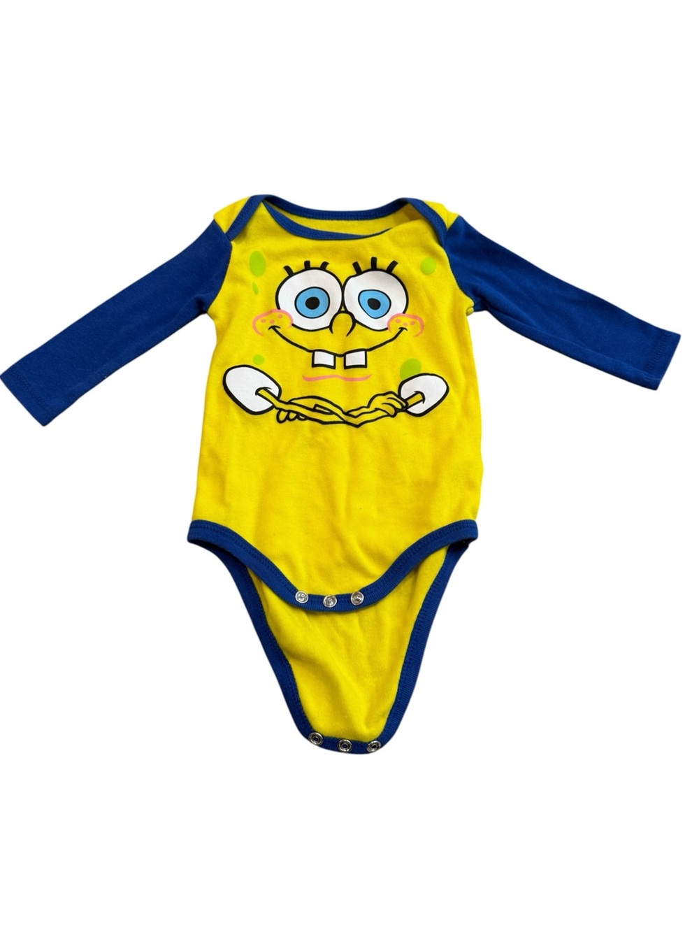 Nickelodeon SpongeBob Yellow Blue Long Sleeve Baby Bodysuit 3-6 Months